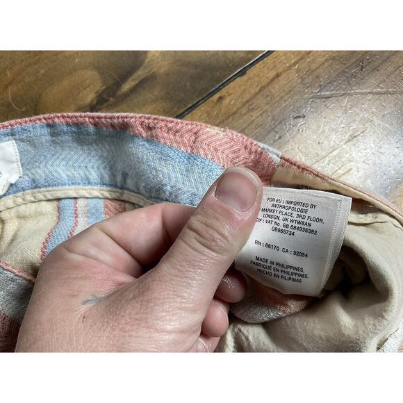 Anthropologie Beachy Wide-Leg Pants Size 2 Linen Blend Striped - Picture 7 of 11